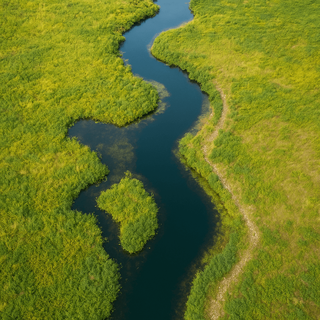 Aerial view of disappearing wetlands